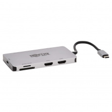Tripplite Dokovací stanice USB-C,2x displej,4K60HzHDMI,USB 3.2 G1,USB-A,paměť. karta,100W PD,šedá