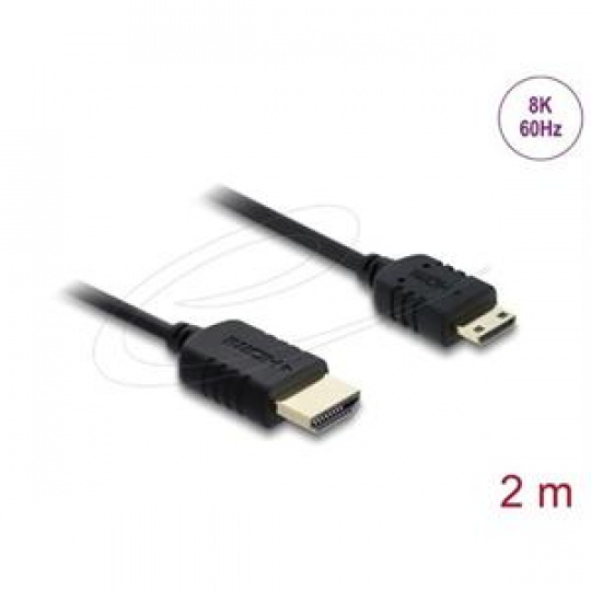 Delock Koaxiální kabel High Speed HDMI HDMI samec na Mini HDMI samec 8K 60 Hz 2 m