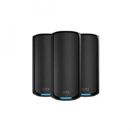 Netgear Orbi 970 Series Quad-Band WiFi 7 Mesh 3-pack (1 router + 2 satellites) l Black