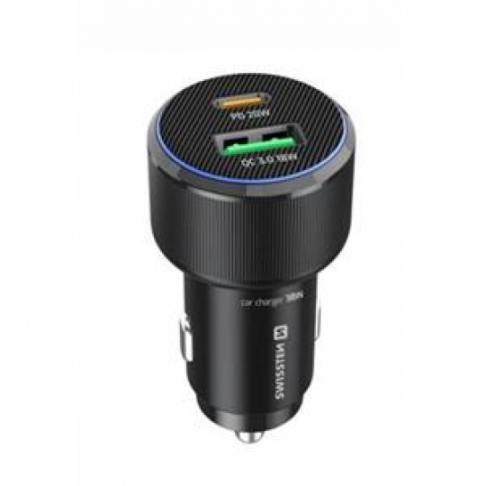 SWISSTEN CL ADAPTÉR USB-C PD + USB-A, 38W ČERNÝ + KABEL USB-C / USB-C, 1 M