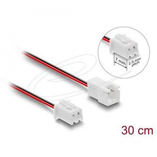 Delock Prodlužovací kabel ventilátoru ze zástrčky na zásuvku, 2 pinový, 30 cm