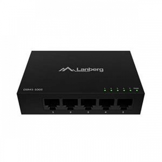 LANBERG SWITCH DSM1-1005 5X 1GB/S UNMANAGED GIGABIT ETHERNET DESKTOP 12V (KOVOVÝ KRYT)