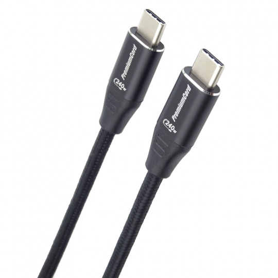 PremiumCord Kabel USB-C M/M, 240W 480 MBps, 1,5m