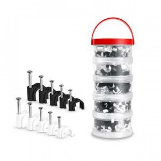 CONNECT IT Cable Clip příchytka na kabely, celkem 700ks, ČERNÁ/BÍLA CONNECT IT Cable Clip příchytka na kabely, celkem 700ks, ČERNÁ/BÍLA