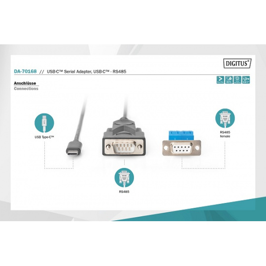 DIGITUS USB-C™ Serial Adapter, USB-C™ - RS485