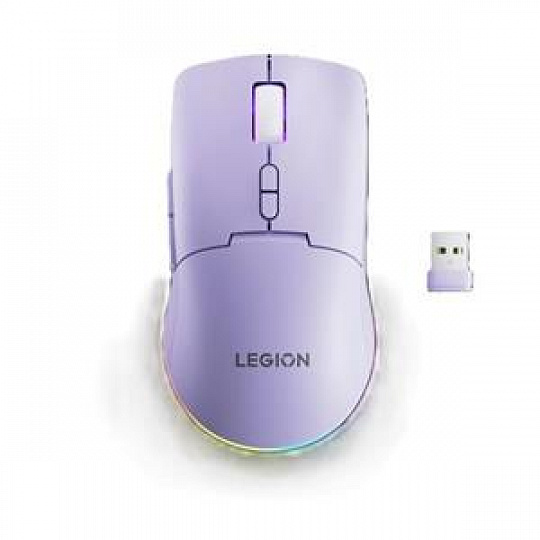 Lenovo Legion M220 Wireless RGB Gaming Mouse - herní myš s RGB podsvícením , třemi režimy připojení, ve světle  fialové
