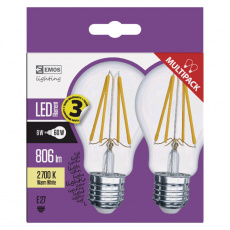 EMOS LED ŽÁROVKA FIALEMENT A60 6W(60W) 806lm E27 WW 2PC A++ EMOS LED ŽÁROVKA FIALEMENT A60 6W(60W) 806lm E27 WW 2PC A++