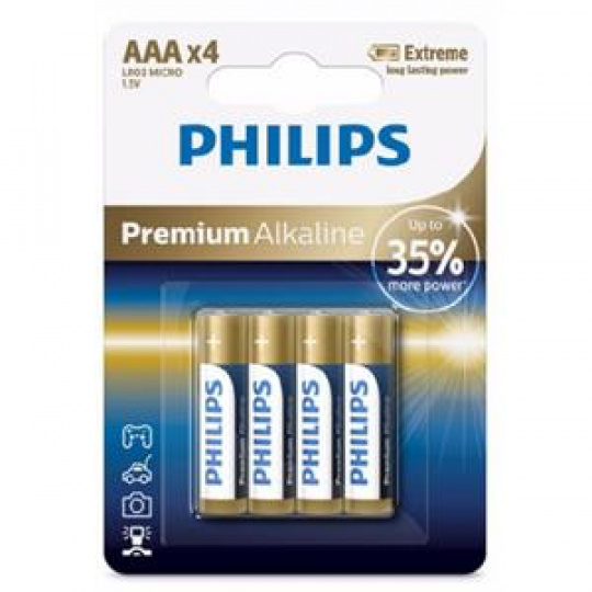 Philips baterie 4x AAA (1,5V), řada Premium Alkaline