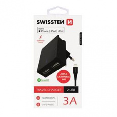 SWISSTEN SÍŤOVÝ ADAPTÉR SMART IC, CE 2x USB 3 A POWER ČERNÝ+ DATOVÝ KABEL SWISSTEN USB / LIGHTNING MFi 1,2 M ČERNÝ SWISSTEN SÍŤOVÝ ADAPTÉR SMART IC, CE 2x USB 3 A POWER ČERNÝ+ DATOVÝ KABEL SWISSTEN USB / LIGHTNING MFi 1,2 M ČERNÝ