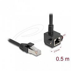 Delock Síťový prodlužovací kabel ze zástrčky RJ45 na zásuvku RJ45, úhlový, 90°, Cat.6, F/UTP, 0,5 m, černý Delock Síťový prodlužovací kabel ze zástrčky RJ45 na zásuvku RJ45, úhlový, 90°, Cat.6, F/UTP, 0,5 m, černý