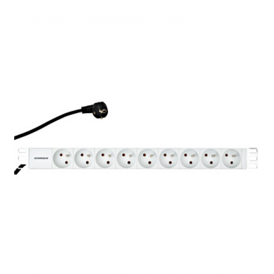 Napájecí panel PDU 19", 9x ČSN, 1U, kabel 2 m