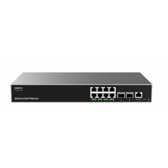 Grandstream GWN7811 L3 Managed Network Switch 8 portů / 2 SFP+, VLAN, DHCP, Stacking