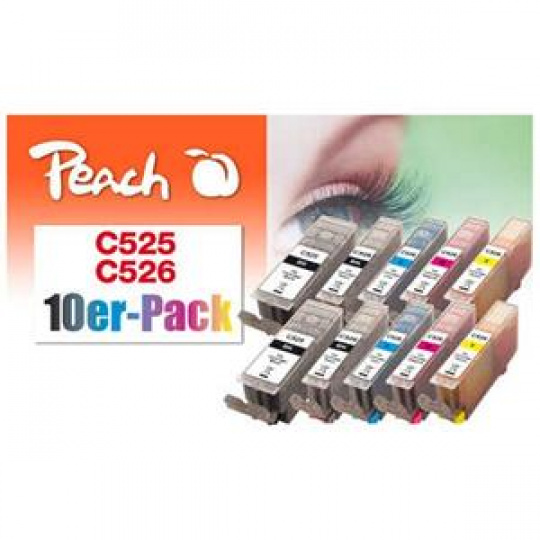 PEACH kompatibilní cartridge Canon PGI-525/CLI-526 Combi pack (10) 8x10ml, 2xBlack, 2xCyan, 2xMagenta, 2xYellow,2xBlack 2x19ml