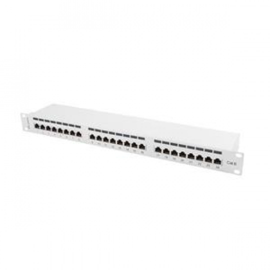 LANBERG PATCH PANEL 24 PORTŮ 1U 19" CAT.6 FTP STÍNĚNÝ ŠEDÝ