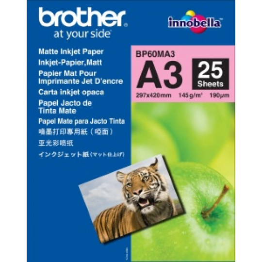 Brother papír BP60MA3, 25 listů A3, foto matný, 145g