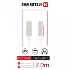 SWISSTEN DATOVÝ KABEL TEXTILE USB-C / USB-C 2,0 M STŘÍBRNÝ SWISSTEN DATOVÝ KABEL TEXTILE USB-C / USB-C 2,0 M STŘÍBRNÝ