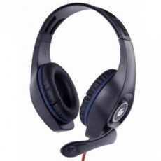 GEMBIRD herní headset s ovládáním hlasitosti, modro-černý, 3,5mm konektor
