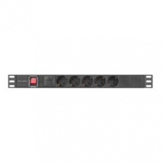 LANBERG 19" 1U 10A 2M 5X SCHUKO ZÁSUVKY ČERNÁ C14