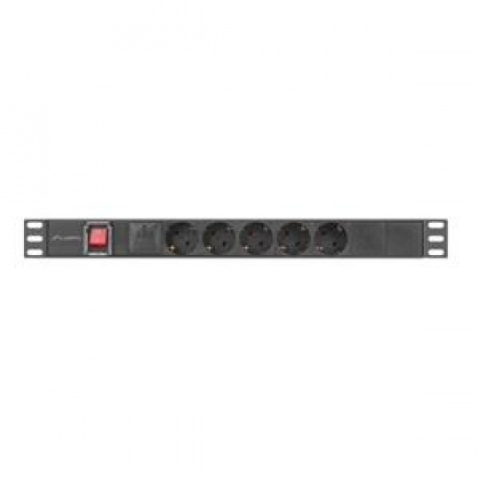 LANBERG 19" 1U 10A 2M 5X SCHUKO ZÁSUVKY ČERNÁ C14