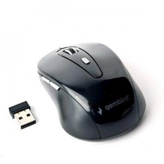 GEMBIRD Myš MUSW-6B-01, černá, bezdrátová, USB nano receiver