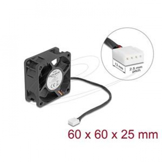 Delock Axiální ventilátor: 24 V DC, 60 x 60 x 25 mm, černý Delock Axiální ventilátor: 24 V DC, 60 x 60 x 25 mm, černý