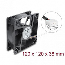 Delock Axiální ventilátor 48 V DC, 120 x 120 x 38 mm s 4 pinovým zásuvkovým konektorem ventilátoru PWM, černý Delock Axiální ventilátor 48 V DC, 120 x 120 x 38 mm s 4 pinovým zásuvkovým konektorem ventilátoru PWM, černý