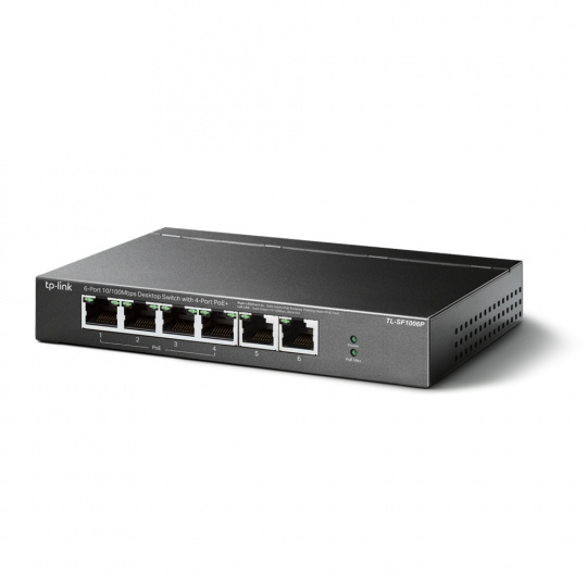 TP-link TL-SF1006P 6x10/100 (4xPOE+) 67W kovový CCTV switch