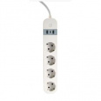 GEMBIRD chytrá prodlužovačka s USB nabíječkou, 4 zásuvky, bílá