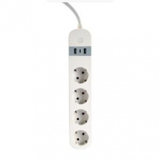 GEMBIRD chytrá prodlužovačka s USB nabíječkou, 4 zásuvky, bílá