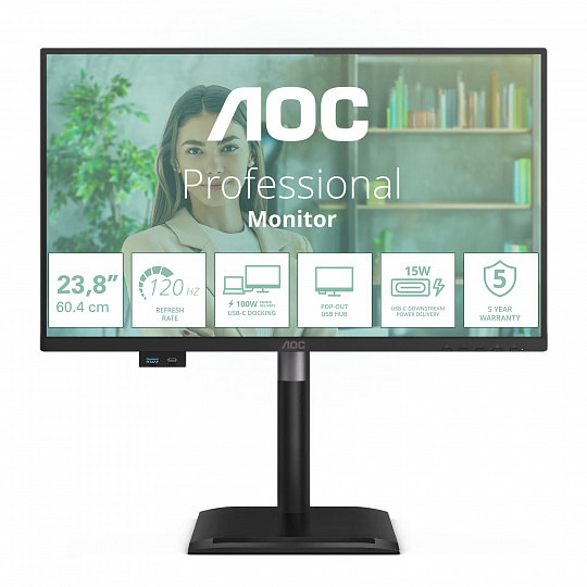 AOC/24P4CV/23,8"/IPS/FHD/120Hz/4ms/Černá/5R