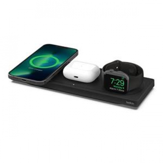 Belkin BOOST CHARGE™ PRO MagSafe 3v1 Bezdrátová nabíjecí podložka pro iPhone/Apple Watch/AirPods, černá