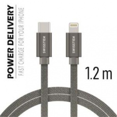 SWISSTEN DATA CABLE USB-C / LIGHTNING TEXTILE 1,2M GREY SWISSTEN DATA CABLE USB-C / LIGHTNING TEXTILE 1,2M GREY
