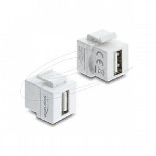 Delock Mini spojka modulů Keystone ze zásuvky USB 2.0 Typu-A na zásuvku USB 2.0 Typu-A, bílá Delock Mini spojka modulů Keystone ze zásuvky USB 2.0 Typu-A na zásuvku USB 2.0 Typu-A, bílá
