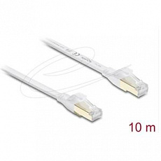 Delock Plochý spojovací kabel RJ45 Cat.8.1 U/FTP, až 40 Gbps, 10 m, bílý Delock Plochý spojovací kabel RJ45 Cat.8.1 U/FTP, až 40 Gbps, 10 m, bílý