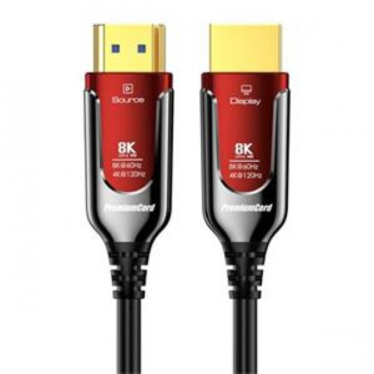 PremiumCord Ultra High Speed HDMI 2.1 optický fiber kabel 8K@60Hz,zlacené 15m