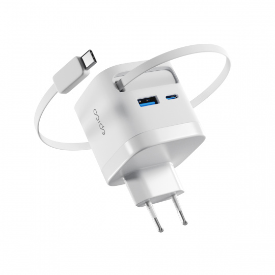 Epico UltraBoost Retractable GaN 65W adaptér EA65c se zabudovaným kabelem