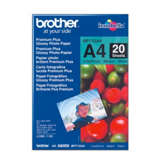 Brother papír BP71GA4, 20 listů, A4, Premium Glossy, 260g