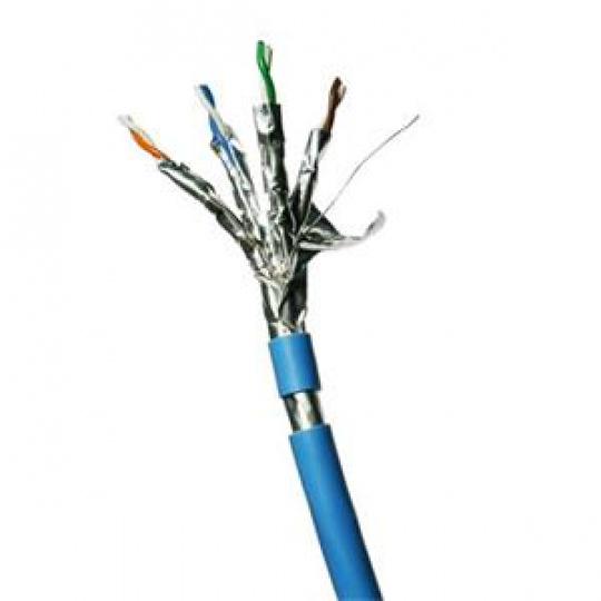 DATACOM F/FTP drát CAT6A LSOH,Eca 100m, plášť modrý