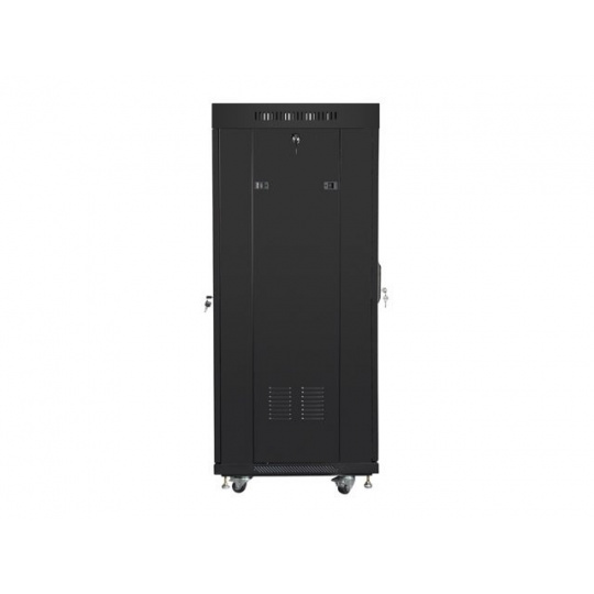 LANBERG Volně stojící skříň 19" 27U/600x600 (v rozloženém stavu) síťované dveře LCD černá (RAL9004)