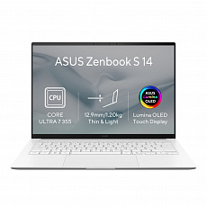 ASUS Zenbook S14 OLED/UX5406AA-OLED465XZ/U7-355/14"/2880x1800/T/32GB/1TB/Intel int/W11P/White/2R ASUS Zenbook S14 OLED/UX5406AA-OLED465XZ/U7-355/14"/2880x1800/T/32GB/1TB/Intel int/W11P/White/2R