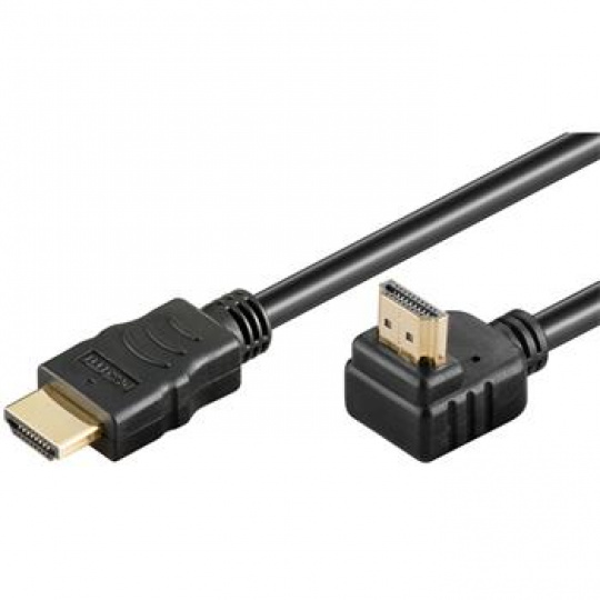 PremiumCord Kabel HDMI+Ethernet, zlac., 90°, 1m