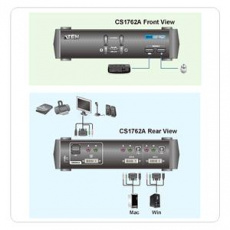 ATEN 2port DVI KVMP USB hub, audio, 1.2m