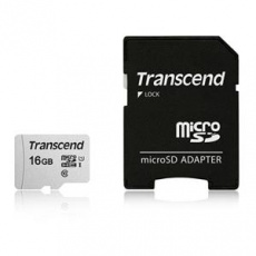 Transcend 16GB microSDHC 300S UHS-I U1 (Class 10) paměťová karta (s adaptérem)