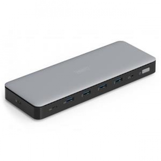 Digitus USB-C dokovací stanice, 13 portů: 3× HDMI, 2× DisplayPort, 4× USB-A, 1× USB-C, 1× RJ45, 1× DC, 1× audio