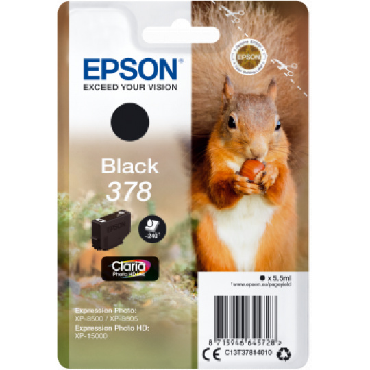 Epson Singlepack Black 378 Claria Photo HD Ink