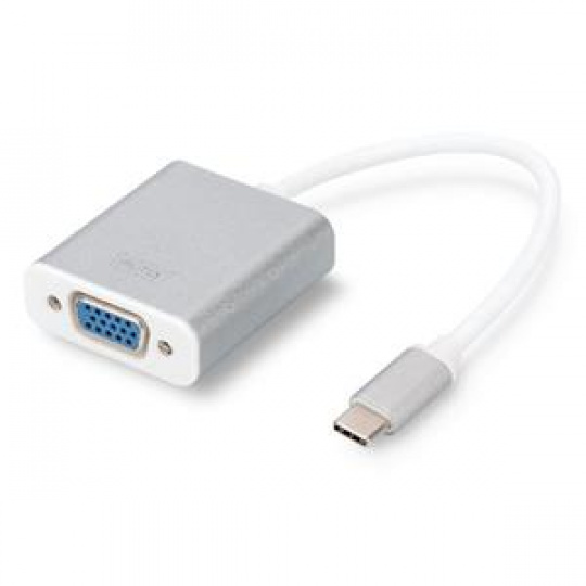 DIGITUS USB Typ C 1080p VGA Adaptér, hliníkové šasi, 20 cm kabel, Chipset: VL100+IT6513