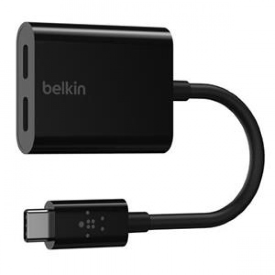 Belkin USB-C adaptér/rozdvojka - USB-C napájení + USB-C audio / nabíjecí adaptér, černá