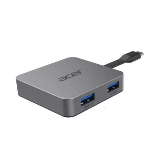 Acer 4in1 Type C dongle: 1x HDMI (až 4K@30Hz), 2x USB3.2 (5Gbps Data Transfer), 1x USB-C (Power Delivery max. 100W)