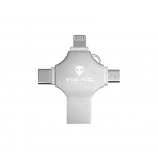 Viking 4v1/Flash USB/16GB/USB 3.0/USB-A + USB-C/+ Adaptér/Stříbrná Viking 4v1/Flash USB/16GB/USB 3.0/USB-A + USB-C/+ Adaptér/Stříbrná
