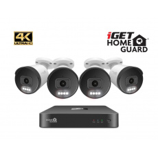 iGET HGNVK88504 - Kamerový UltraHD 4K PoE set, 8CH NVR + 4x IP 4K kamera, zvuk, SMART W/M/Andr/iOS